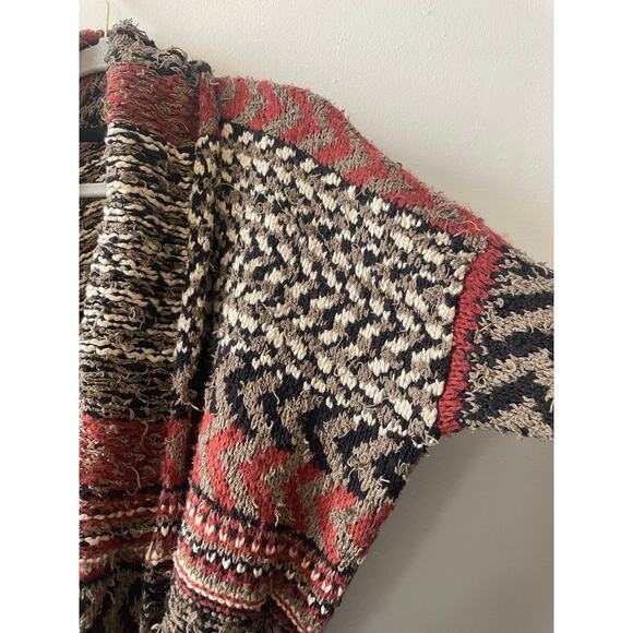 Free People Iona Long Belted Cardigan XS Heavy Knit Distressed Boho Wool Alpaca - Picture 10 of 14